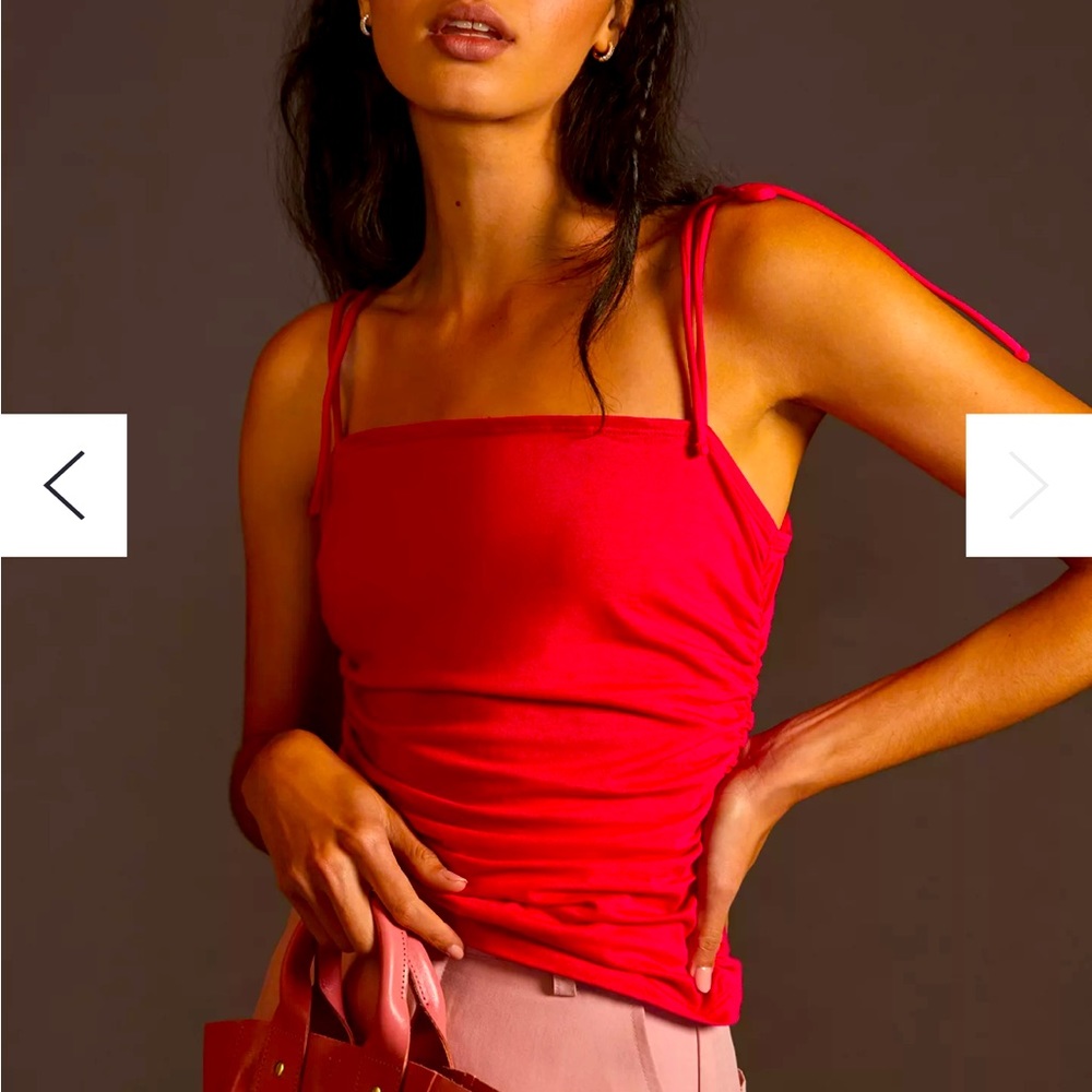 Anthropologie Pretty Pink tank with gathered sides L